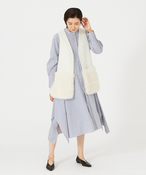 qualite（カリテ）の「ドッキングファージレ（ベスト・レディース・オフホワイト/グレイッシュベージュ・フリー）」の4枚目の写真