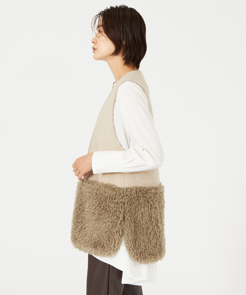 qualite（カリテ）の「ドッキングファージレ（ベスト・レディース・オフホワイト/グレイッシュベージュ・フリー）」の5枚目の写真