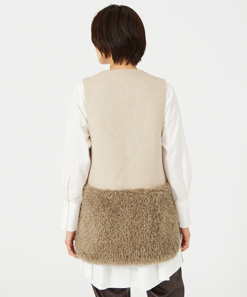 qualite（カリテ）の「ドッキングファージレ（ベスト・レディース・オフホワイト/グレイッシュベージュ・フリー）」の6枚目の写真