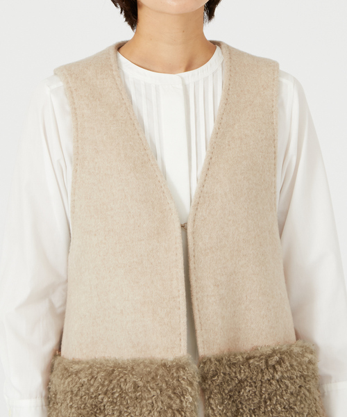 qualite（カリテ）の「ドッキングファージレ（ベスト・レディース・オフホワイト/グレイッシュベージュ・フリー）」の7枚目の写真