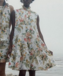 SLEEVELESS MINI DRESS WITH RUFFLE AT NECK