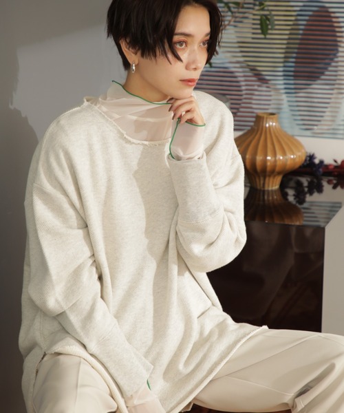 ROSE BUD(ローズバッド)の「インレイオーバープルオーバー(スウェット・レディース・ブラック/グレー/ライトグリーン・ONE SIZE)」の3枚目の写真