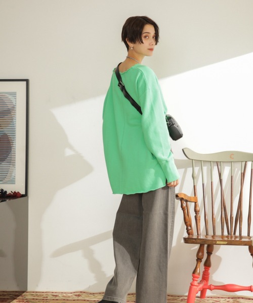 ROSE BUD(ローズバッド)の「インレイオーバープルオーバー(スウェット・レディース・ブラック/グレー/ライトグリーン・ONE SIZE)」の9枚目の写真