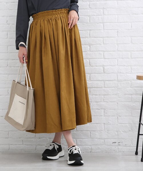 SHOO・LA・RUE(シューラルー)の「◆【ウエストが全部ゴム!】マイクロコール スカート(スカート・レディース・アイボリー/ブラック/ダークグリーン/マスタード/ブラウン系その他・00)」の5枚目の写真