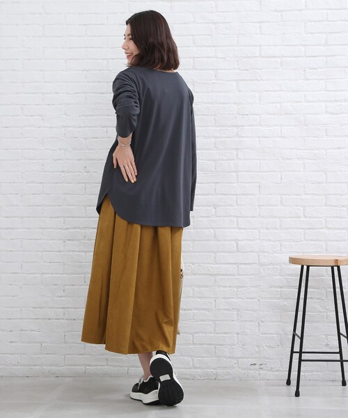 SHOO・LA・RUE(シューラルー)の「◆【ウエストが全部ゴム!】マイクロコール スカート(スカート・レディース・アイボリー/ブラック/ダークグリーン/マスタード/ブラウン系その他・00)」の18枚目の写真