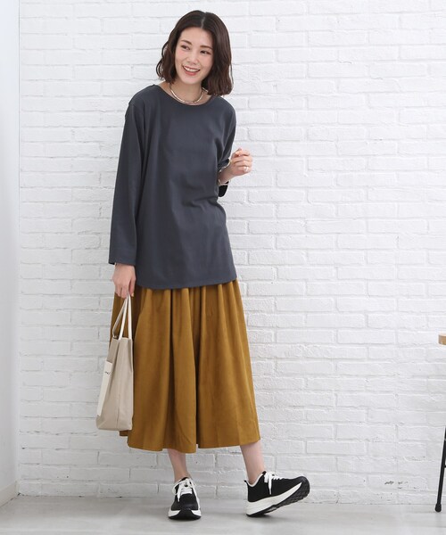 SHOO・LA・RUE(シューラルー)の「◆【ウエストが全部ゴム!】マイクロコール スカート(スカート・レディース・アイボリー/ブラック/ダークグリーン/マスタード/ブラウン系その他・00)」の9枚目の写真