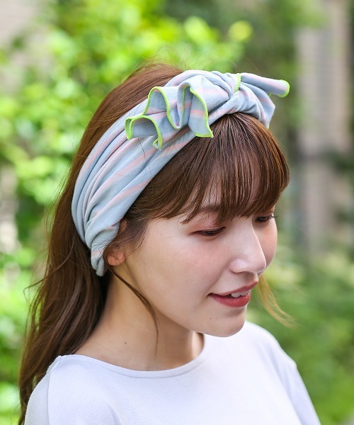 チチカカ（チチカカ）の「ボーダーヘアバンド（ヘアバンド・レディース・グレー/ピンク/ブルー・FREE）」の9枚目の写真
