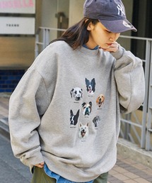 ドッグ レトロプリント ビッグシルエットクルーネックスウェット