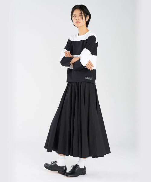 agnes b.(アニエスベー)の「ボーダー コットン 七分袖 Tシャツ "Lil Cool"(Tシャツ/カットソー・レディース・ブラック×ホワイト・1/2/3)」の7枚目の写真
