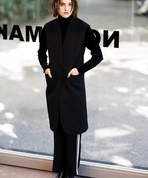 NOISE MAKER（ノイズメーカー）の「ノーカラーロングベスト（ベスト・レディース・ブラック・36/38）」の4枚目の写真