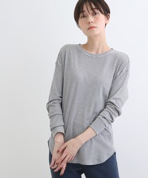 【LIFE】ラウンドネック ボーダーロングTシャツ