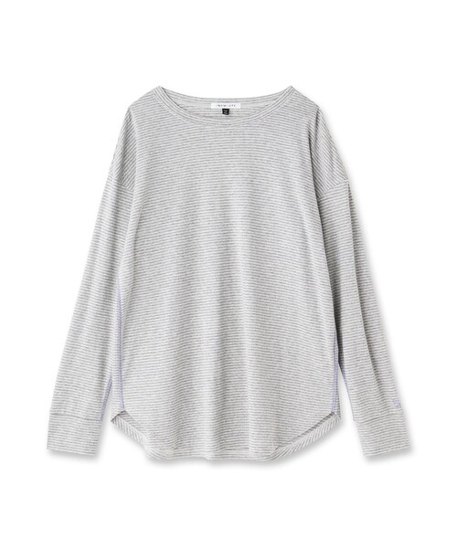 INDIVI(インディヴィ)の「【LIFE】ラウンドネック ボーダーロングTシャツ(Tシャツ/カットソー・レディース・チャコール/グレー系2・12/38)」の4枚目の写真