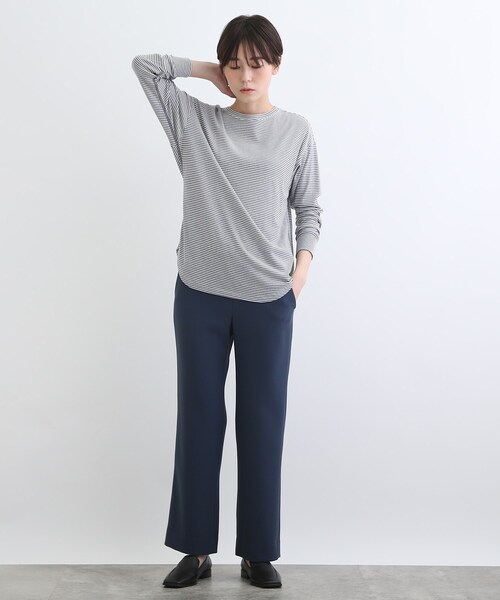 INDIVI(インディヴィ)の「【LIFE】ラウンドネック ボーダーロングTシャツ(Tシャツ/カットソー・レディース・チャコール/グレー系2・12/38)」の15枚目の写真