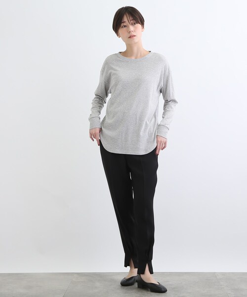INDIVI(インディヴィ)の「【LIFE】ラウンドネック ボーダーロングTシャツ(Tシャツ/カットソー・レディース・チャコール/グレー系2・12/38)」の20枚目の写真