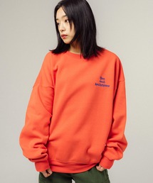 オーバーサイズ ワンポイントロゴ刺繍 ビッグシルエット クルーネックスウェット