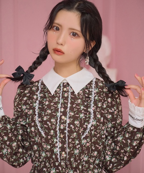 Honey Cinnamon 花柄ハーフジップワンピース 花柄ハーフジップワンピース – BUNNY APARTMENT