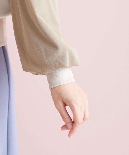 marun（マルン）の「＜大きいサイズ＞ チュール袖スエードポンチフードパーカートップス marun（パーカー・レディース・パープル/ベージュ系・LL/L/3L/4L/5L）」の15枚目の写真