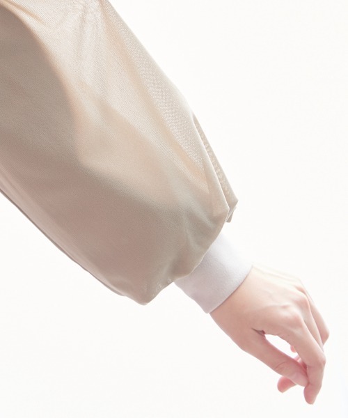 marun（マルン）の「＜大きいサイズ＞ チュール袖スエードポンチフードパーカートップス marun（パーカー・レディース・パープル/ベージュ系・LL/L/3L/4L/5L）」の16枚目の写真