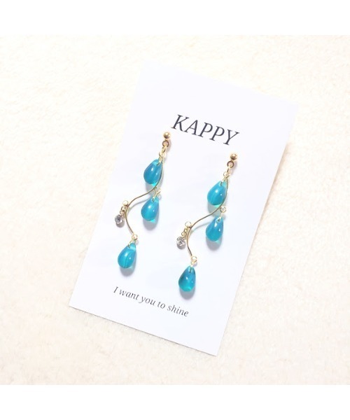 tone(トーン)の「【KAPPY】チェコガラス雫ピアス(MA)(ピアス(両耳用)・レディース・ブルー系その他/ピンク/エメラルド/イエロー/グリーン系その他・FREE)」の3枚目の写真