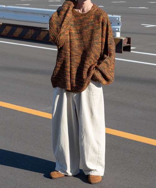 Perushu(ペルーシュ)の「ルーズスリーブグラデーションニット(ニット/セーター・メンズ・グリーン/ブラウン/オレンジ・MEDIUM/LARGE)」の16枚目の写真