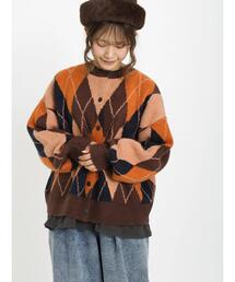 Samansa Mos2 | アーガイル柄ニットカーディガン(カーディガン/ボレロ)