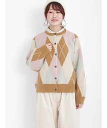 アーガイル柄ニットカーディガン