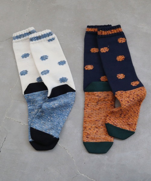 l'atelier du savon（アトリエドサボン）の「●特別なドットくつした（ソックス/靴下・レディース・ホワイト/ネイビー・FREE）」の4枚目の写真