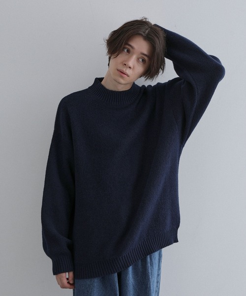 JUNRED（ジュンレッド）の「スフレニットモックネックプルオーバー（ニット/セーター・メンズ・ミント/ネイビー/ダークブラウン・M/L/LL）」の2枚目の写真