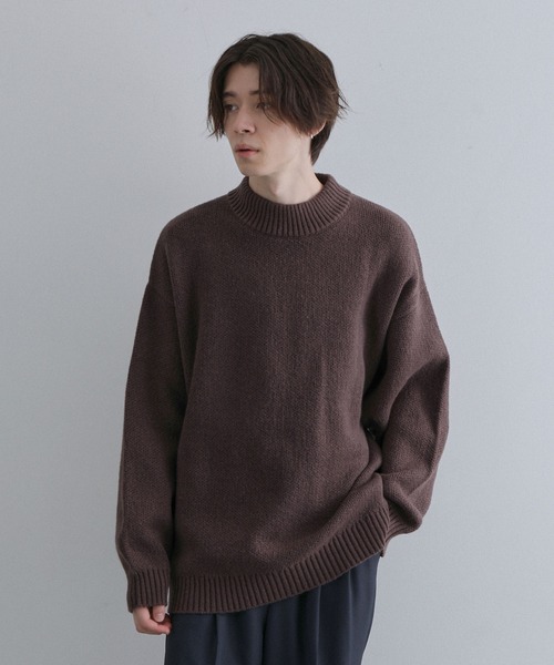 JUNRED（ジュンレッド）の「スフレニットモックネックプルオーバー（ニット/セーター・メンズ・ミント/ネイビー/ダークブラウン・M/L/LL）」の7枚目の写真