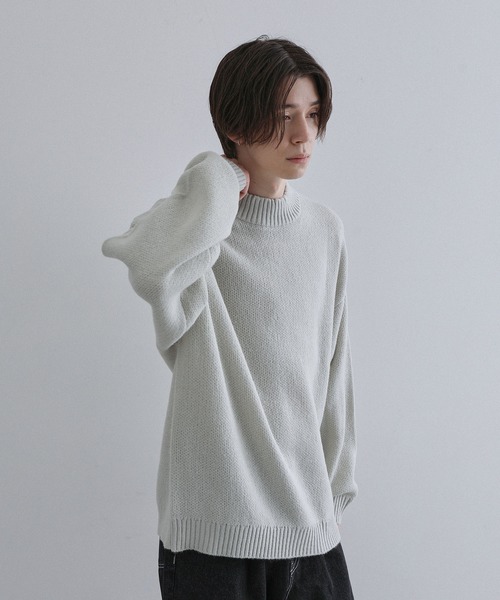 JUNRED（ジュンレッド）の「スフレニットモックネックプルオーバー（ニット/セーター・メンズ・ミント/ネイビー/ダークブラウン・M/L/LL）」の4枚目の写真