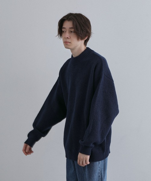 JUNRED（ジュンレッド）の「スフレニットモックネックプルオーバー（ニット/セーター・メンズ・ミント/ネイビー/ダークブラウン・M/L/LL）」の8枚目の写真