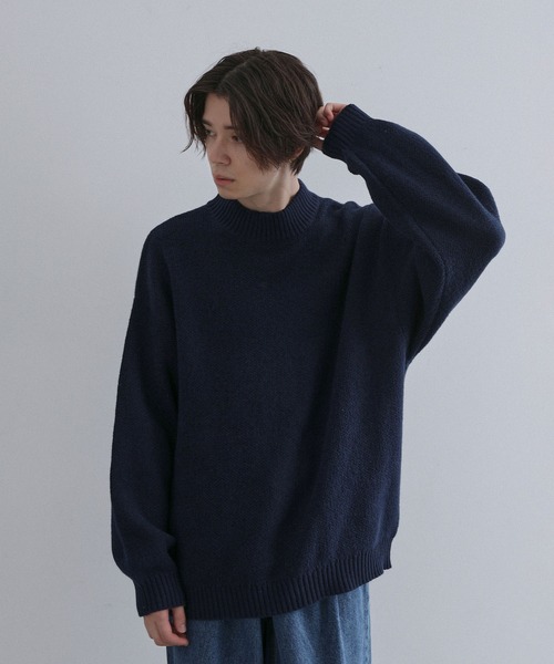 JUNRED（ジュンレッド）の「スフレニットモックネックプルオーバー（ニット/セーター・メンズ・ミント/ネイビー/ダークブラウン・M/L/LL）」の11枚目の写真