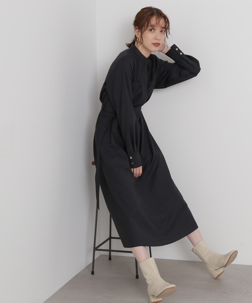 N.(N. Natural Beauty Basic)(エヌエヌナチュラルビューティーベーシック)の「◆トライアングルオープンワンピース(ワンピース・レディース・グレー/ベージュ/ライトグリーン・MEDIUM)」の2枚目の写真