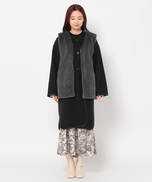 mysty woman（ミスティウーマン）の「ファーベストＳＥＴコート 176102（ノーカラーコート・レディース・モカ/アイボリー/ブラック・FREE）」の21枚目の写真