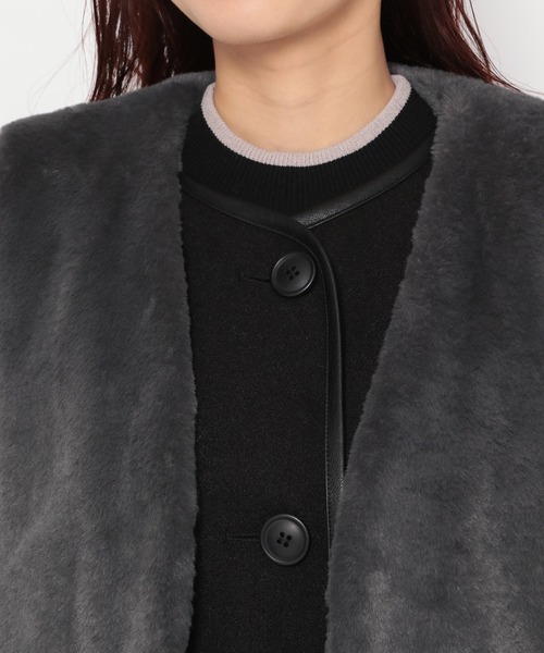 mysty woman（ミスティウーマン）の「ファーベストＳＥＴコート 176102（ノーカラーコート・レディース・モカ/アイボリー/ブラック・FREE）」の15枚目の写真