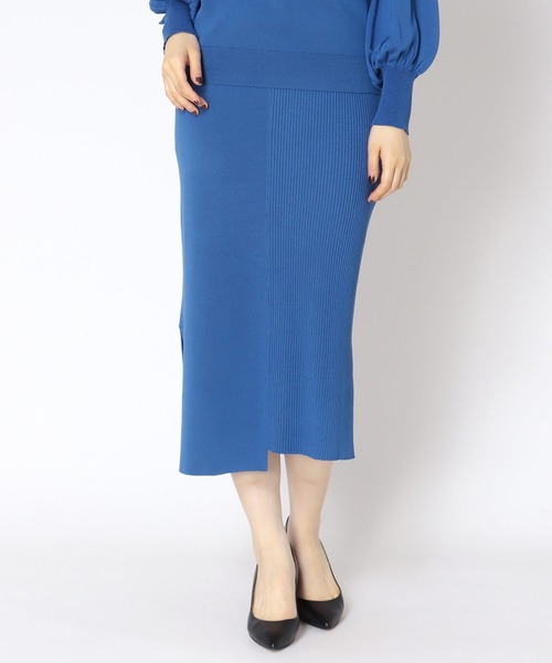 TITE IN THE STORE（ティテ　インザ　ストア）の「【セットアップ可能】イレギュラーヘムニットタイトスカート（スカート・レディース・ピンク/ブルー/オレンジ/ブラック・38）」の3枚目の写真