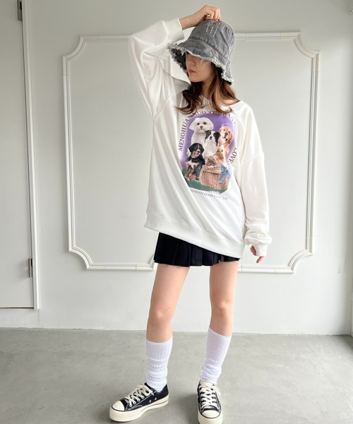 Loueme(ルエム)の「【23S/S 春夏新作】ドッグプリントオーバースウェット(スウェット・レディース・ホワイト・FREE)」の4枚目の写真