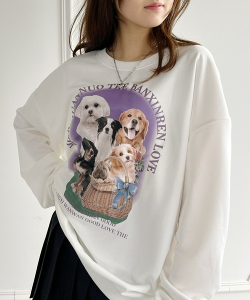 Loueme(ルエム)の「【23S/S 春夏新作】ドッグプリントオーバースウェット(スウェット・レディース・ホワイト・FREE)」の7枚目の写真