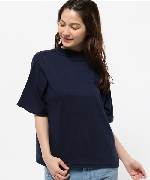 Kastane（カスタネ）の「【Kastane】5分袖ハイネックプルオーバー（Tシャツ/カットソー・レディース・グレー/オフホワイト/チャコールグレー/ピンク/ネイビー・FREE）」の4枚目の写真