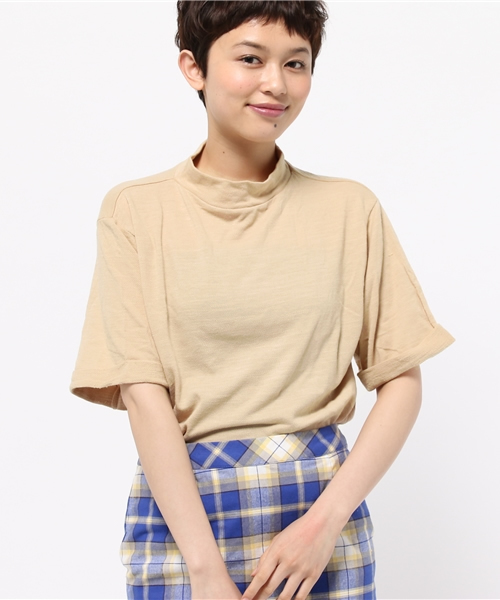 Kastane（カスタネ）の「【Kastane】5分袖ハイネックプルオーバー（Tシャツ/カットソー・レディース・グレー/オフホワイト/チャコールグレー/ピンク/ネイビー・FREE）」の5枚目の写真