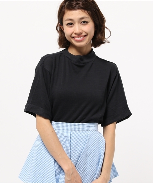 Kastane（カスタネ）の「【Kastane】5分袖ハイネックプルオーバー（Tシャツ/カットソー・レディース・グレー/オフホワイト/チャコールグレー/ピンク/ネイビー・FREE）」の3枚目の写真