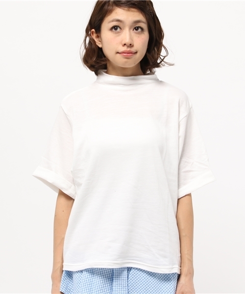 Kastane（カスタネ）の「【Kastane】5分袖ハイネックプルオーバー（Tシャツ/カットソー・レディース・グレー/オフホワイト/チャコールグレー/ピンク/ネイビー・FREE）」の6枚目の写真