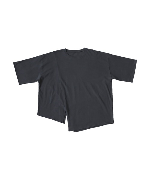 antiqua(アンティカ)の「綿100%抗菌防臭アシメTシャツ(Tシャツ/カットソー・レディース・ダークグレー/オフホワイト/ブラック・FREE)」の4枚目の写真