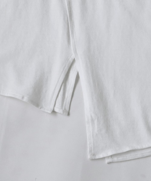 antiqua(アンティカ)の「綿100%抗菌防臭アシメTシャツ(Tシャツ/カットソー・レディース・ダークグレー/オフホワイト/ブラック・FREE)」の6枚目の写真