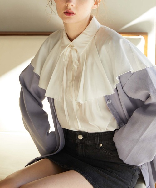 archives(アルシーヴ)の「ケープカラー付ピンタックブラウス(シャツ/ブラウス・レディース・オフホワイト/ブルー/グリーン・MEDIUM)」の19枚目の写真