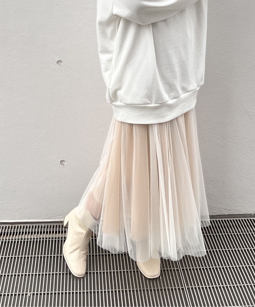 one way（ワンウェイ）の「リバーシブルチュールスカート（スカート・レディース・ライトピンク/ライトブルー/ブラック/ベージュ・FREE）」の2枚目の写真