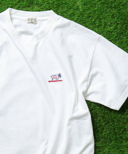 The Endless Summer（エンドレスサマー）の「TES ORGANIC COTTON HUNTINGTON BIG T-SHIRT / オーガニックコットンビッグT（Tシャツ/カットソー・メンズ・ブラック/ミント/ダークグリーン/ネイビー/ベージュ/ホワイト/ターコイズブルー/オレンジ・MEDIUM/LARGE/SMALL/X-LARGE）」の2枚目の写真