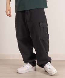 ワイドシルエット裾ドローコードツイルカーゴパンツ/バルーンシルエット