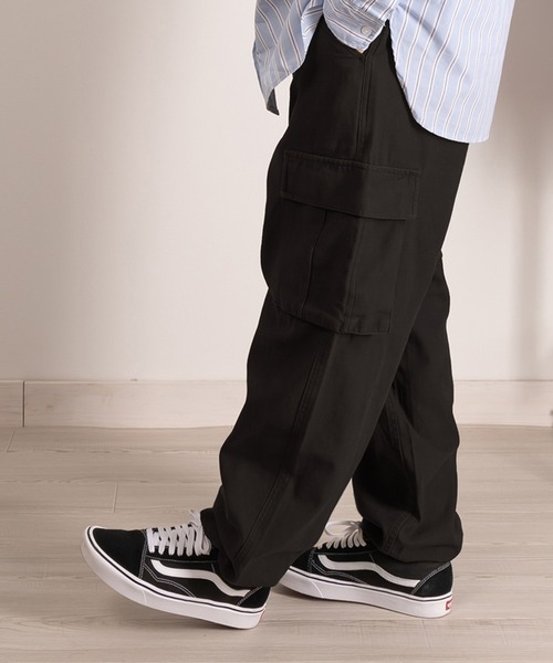 SlashDate(スラッシュデイト)の「ワイドシルエット裾ドローコードツイルカーゴパンツ/バルーンシルエット(カーゴパンツ・メンズ・ブラック/カーキ・XL/L/M)」の9枚目の写真