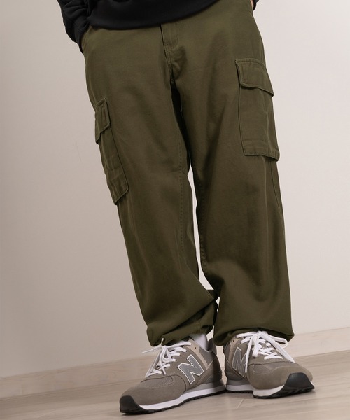 SlashDate(スラッシュデイト)の「ワイドシルエット裾ドローコードツイルカーゴパンツ/バルーンシルエット(カーゴパンツ・メンズ・ブラック/カーキ・XL/L/M)」の22枚目の写真